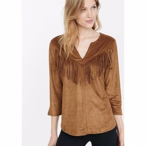 EXPRESS Brown Western Faux Suede Fringe Blouse ⭐️